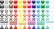 Blank glossy button gallery in 12 colors.
