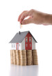 Real estate finance investment concept with adult hand. Real estate finance investment concept with adult hand.
