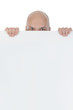 young man holding blank sheet