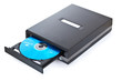 close up shot of external CD DVD burner writer isolated on white
