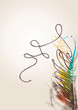 The vintage bird's feather is transformed to a thread