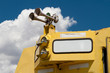 Closeup of Diesel Train Locomotive Airhorn Blank Sign