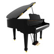 Real black grand piano isolated on white