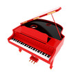 Real red grand piano isolated on white