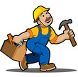Construction, carpenter cartoon with tool. Construction, carpenter cartoon with tool.