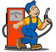Gas station Worker refueling car cartoon. Gas station Worker refueling car cartoon.