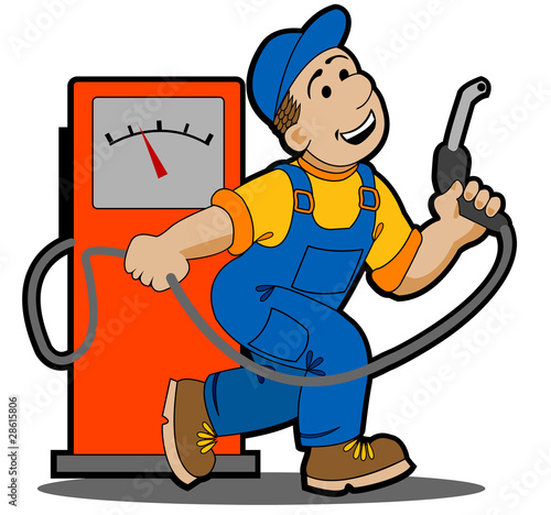 gas pump vector. Gas station Worker refueling