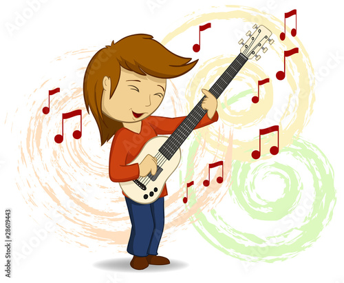 Vector: Vector cartoon guitar player with background Vector cartoon guitar player with background