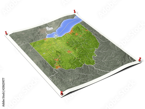 Illustration: Ohio on unfolded map sheet. Ohio on unfolded map sheet.