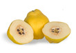 quince (golden apple) and section isolated on white background