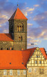 A closeup on a church tower of Quedlinburg Castle complex; Quedl A closeup on a church tower of Quedlinburg Castle complex; Quedl