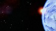 Sunrise in the space: cold planet Sunrise in the space: cold planet