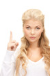 woman with her finger up woman with her finger up