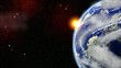 Sunrise in the space: blue planet Sunrise in the space: blue planet
