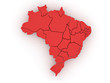 Three-dimensional map of Brazil. 3d