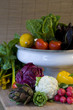Freshly harvested organic fruits and vegetables