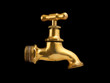 Metallic faucet isolated on black background