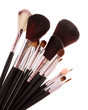 cosmetic brushes on white