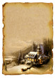 Photo: Old paper sheet at Christmas-themed vertical white background Old paper sheet at Christmas-themed vertical white background