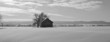 Winterpanorame mit Hütte