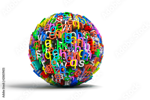 Illustration: imagen conceptual con bola de letras de colores imagen conceptual con bola de letras de colores