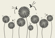 Decorative card with sunflower and dragonfly Decorative card with sunflower and dragonfly