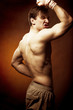 Fighter men showing his biceps