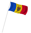 Flag of Moldova with pole flag waving over white background
