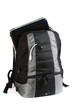 Backpack with a laptop inside isolated on white background