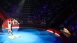circus athlete on arena performs number with weights circus athlete on arena performs number with weights