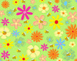 colorful flowers and bees