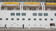 cruise ship is being washed by man