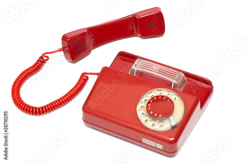 Photo: Red old classic telephone Red old classic telephone