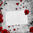 Romantic  vintage background with red roses and text love (1 of