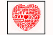 Carte mots d'amour en forme de coeur Carte mots d'amour en forme de coeur