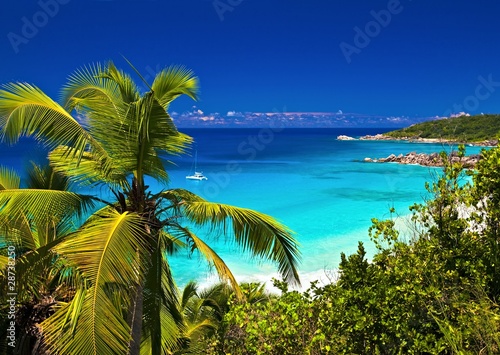 Photo : Dream seascape view, Seychelles, La Digue island Dream seascape view, Seychelles, La Digue island