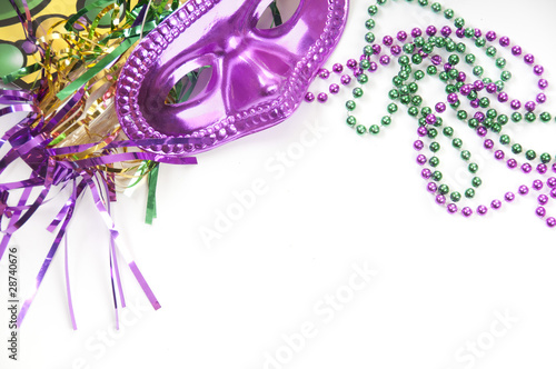 Photo: Mardi Gras mask and beads Mardi Gras mask and beads