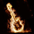 Electronic guitar enveloped flames