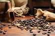 Coffee beans in vintage setting Coffee beans in vintage setting