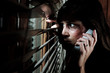 Calling for help; domestic abuse concept