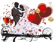Vector: corazones copas boda corazones copas boda