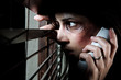 Calling for help; domestic abuse concept