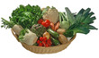 Foto: Basket with various vegetables Basket with various vegetables
