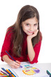 smiling little girl drawing