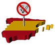 Spain map flag with no smoking sign illustration Spain map flag with no smoking sign illustration