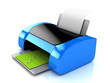 3d blue printer over white 3d blue printer over white