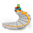 Vector: pie chart in steps with arrow pie chart in steps with arrow