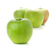 Four ripe green apples
