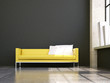 3d Sofa Rendering Leder gelb grau im Loft