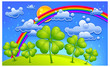 Clovers under rainbow
